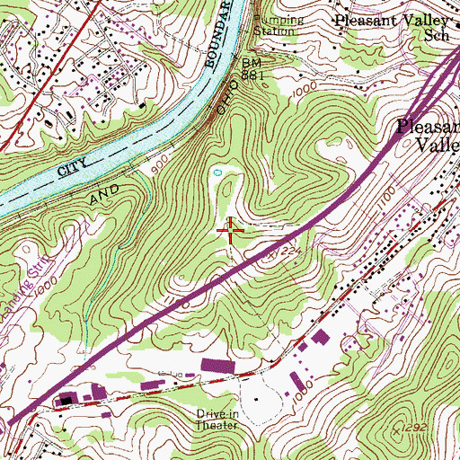 Topographic Map of East Fairmont High School, WV