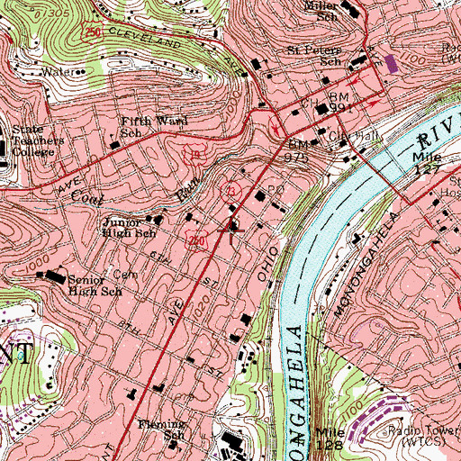 Topographic Map of Fairmont Business College, WV
