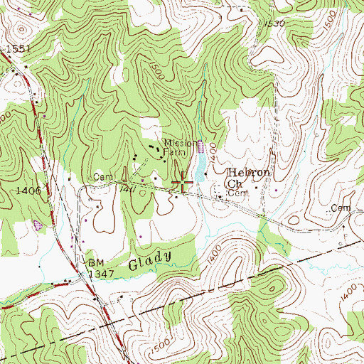 Topographic Map of Glady Creek School (historical), WV