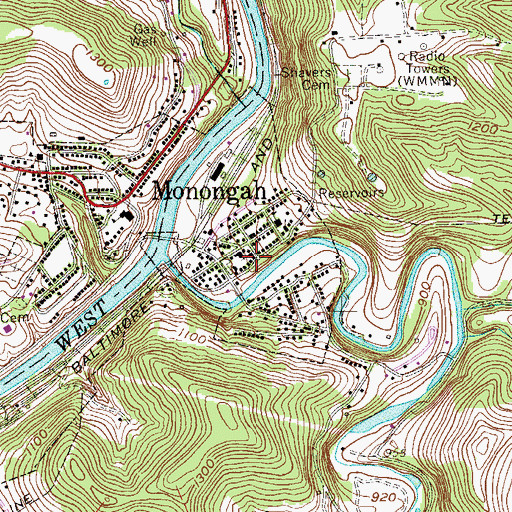 Topographic Map of Trinity United Methodist Church, WV