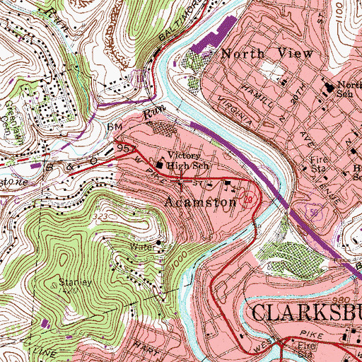 Topographic Map of Adamston Methodist Church, WV