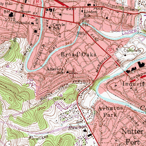 Topographic Map of Broad Oaks United Methodist Church, WV