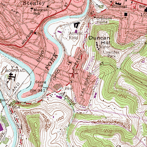 Topographic Map of Chestnut Hills, WV