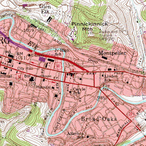 Topographic Map of Notre Dame High School, WV