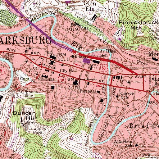 Topographic Map of Harrison County Courthouse, WV
