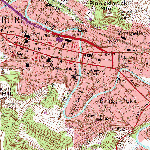 Topographic Map of Kelly Miller School (historical), WV
