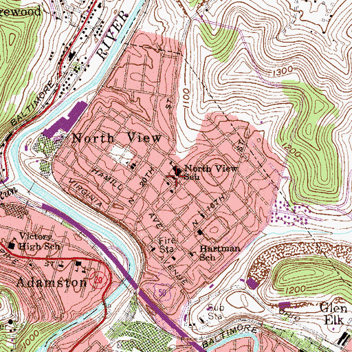 Topographic Map of North View Methodist Church, WV