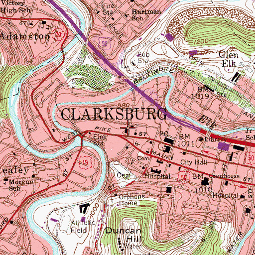 Topographic Map of Pierpoint Public School (historical), WV