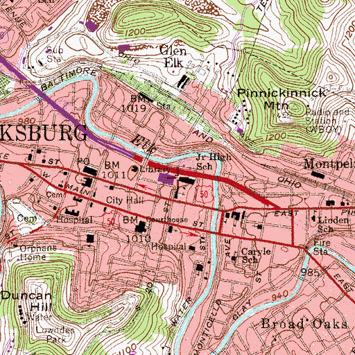 Topographic Map of Towers School (historical), WV