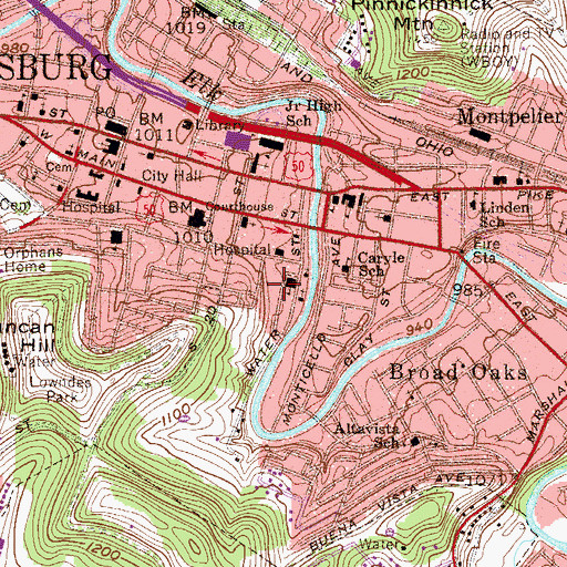 Topographic Map of Trinity Methodist Church, WV
