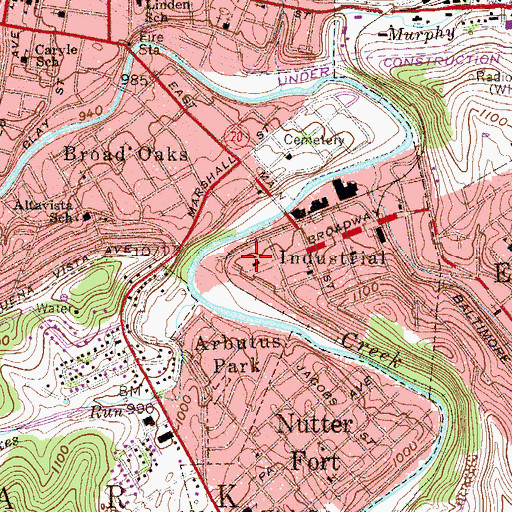 Topographic Map of Broadway Elementary School (historical), WV