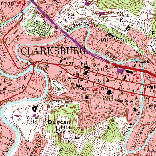 Topographic Map of Davissons Blockhouse (historical), WV