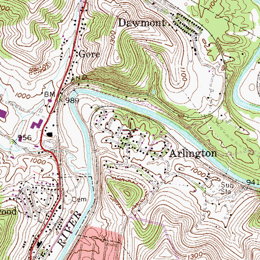 Topographic Map of First Baptist Church, WV