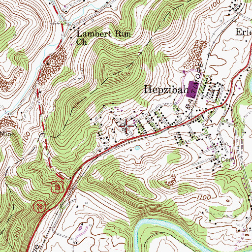 Topographic Map of Hepzibah Cemetery, WV