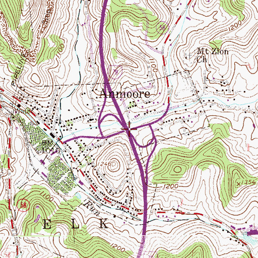 Topographic Map of Interchange 117, WV