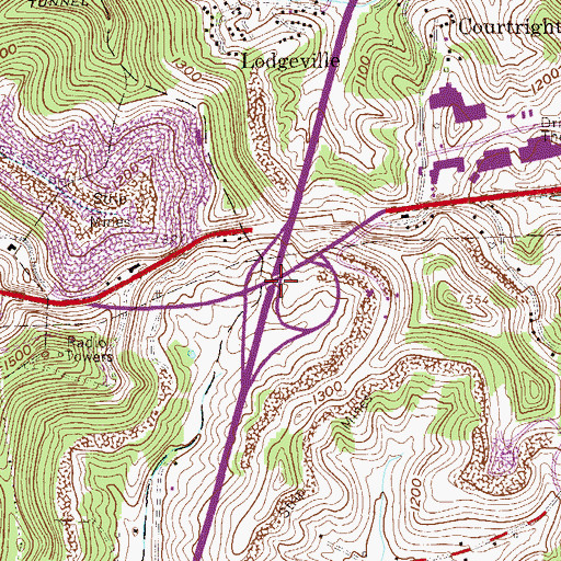 Topographic Map of Interchange 119, WV