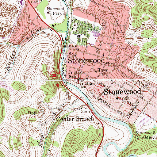 Topographic Map of Norwood Elementary School, WV