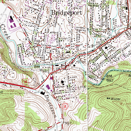 Topographic Map of Benedum Civic Center, WV