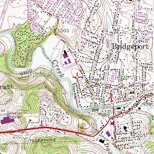 Topographic Map of Bridgeport Middle School, WV