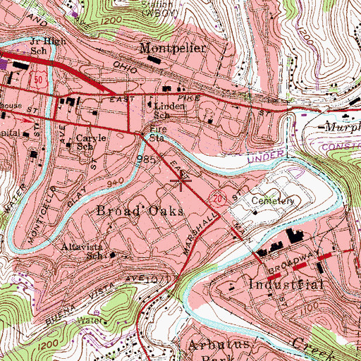 Topographic Map of Quality Hill Historic District, WV