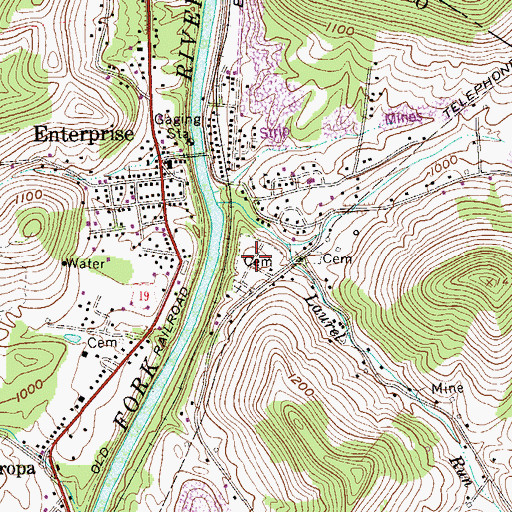 Topographic Map of Enterprise Cemetery, WV