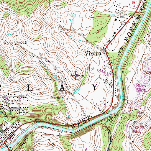 Topographic Map of Hood Cemetery, WV