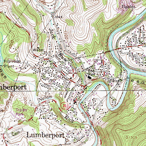 Topographic Map of Lumberport Elementary School, WV