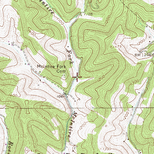Topographic Map of McIntire Fork School (historical), WV