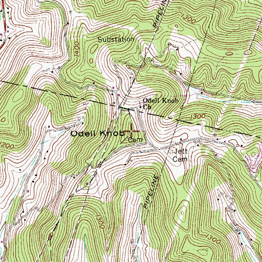 Topographic Map of Odell Cemetery, WV