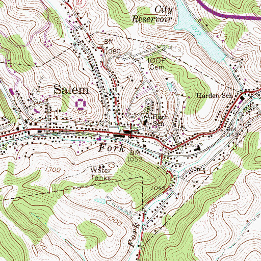 Topographic Map of Salem College (historical), WV
