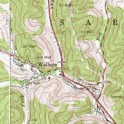 Topographic Map of Wallace Post Office, WV