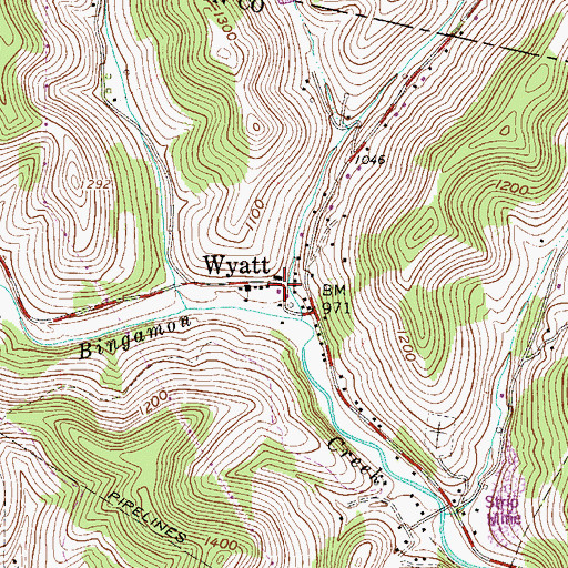 Topographic Map of Wyatt Post Office, WV