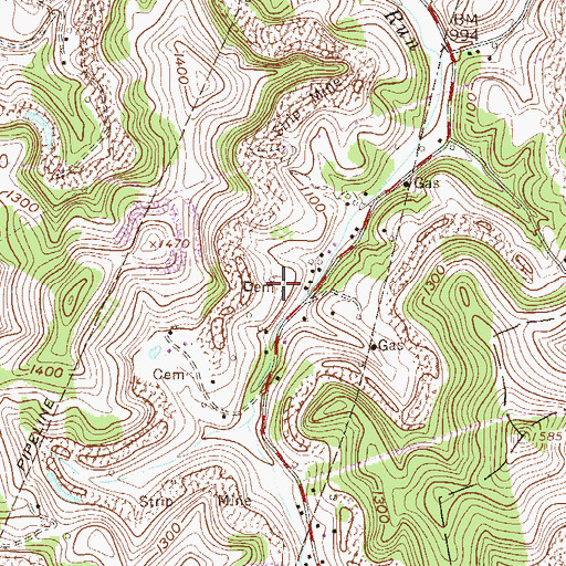 Topographic Map of Ash Cemetery, WV