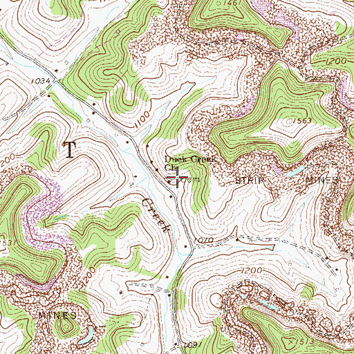Topographic Map of Duck Creek Cemetery, WV