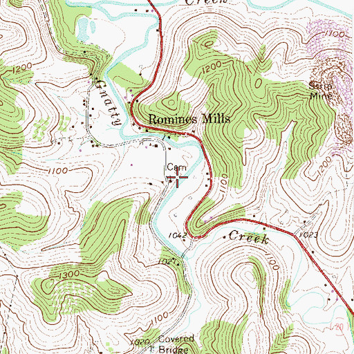 Topographic Map of Gnatty Creek Cemetery, WV