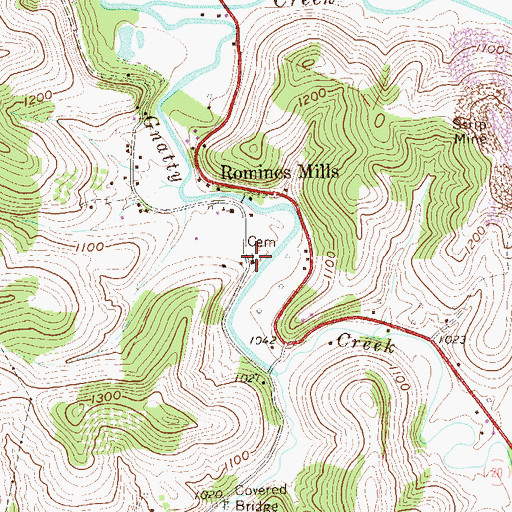 Topographic Map of Gnatty Creek Presbyterian Church, WV