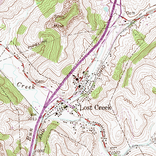 Topographic Map of Lost Creek Elementary School, WV