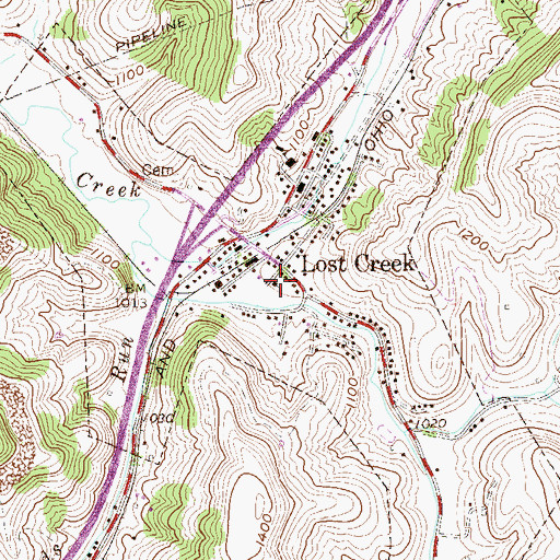 Topographic Map of Lost Creek Methodist Church, WV