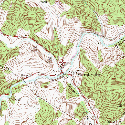 Topographic Map of Marshville Cemetery, WV