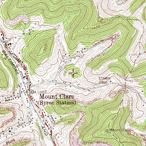 Topographic Map of Mount Clare Independent Order of Odd Fellows Cemetery, WV