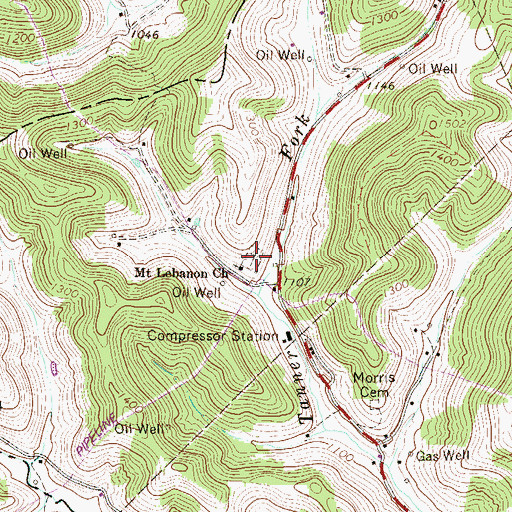 Topographic Map of Mount Lebanon Cemetery, WV