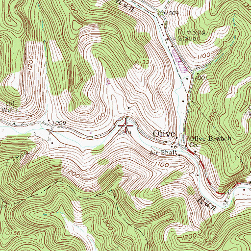 Topographic Map of Olive Branch Cemetery, WV