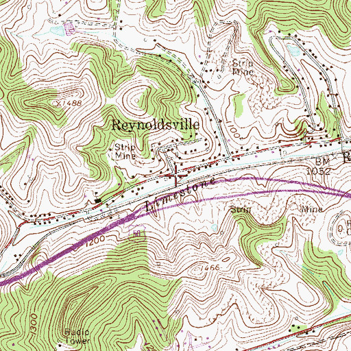 Topographic Map of Reynoldsville Baptist Church, WV