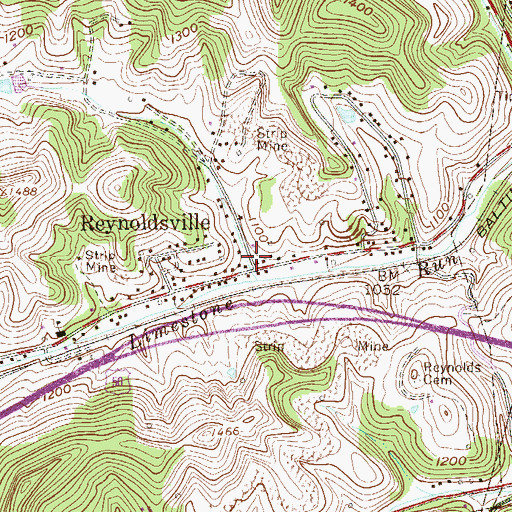 Topographic Map of Reynoldsville Post Office, WV