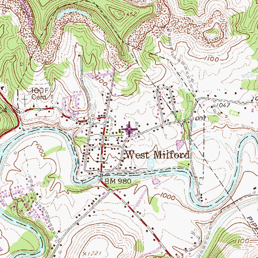 Topographic Map of West Milford Elementary School, WV