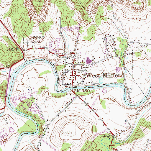 Topographic Map of West Milford Post Office, WV