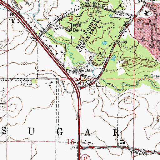 Topographic Map of Village Bible Church, IL