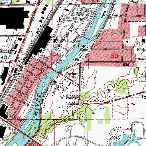 Topographic Map of Porter Park, IL