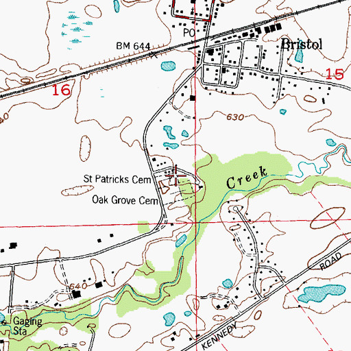 Topographic Map of Saint Patrick's Catholic Cemetery, IL