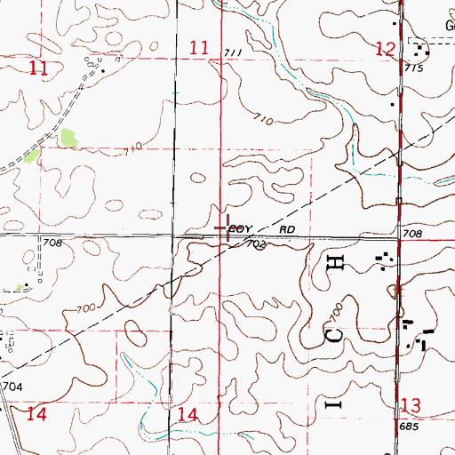 Topographic Map of Coy School (historical), IL
